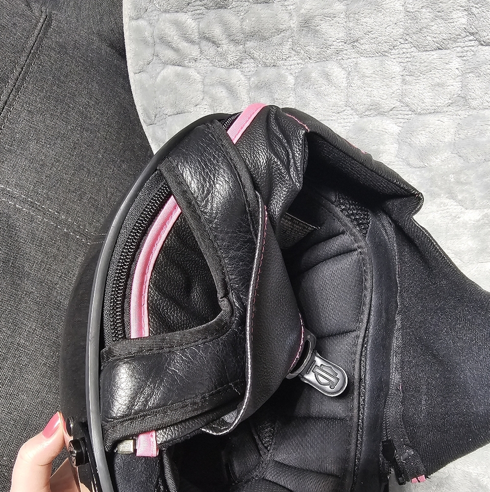 Harley-Davidson Womens Helmet Pink Bling Logo Hybrid 1/2 Helmet Black S/M - Picture 9 of 12